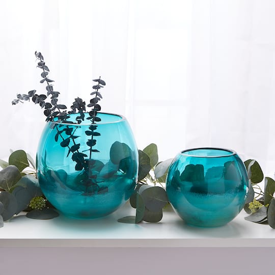 7.5" Large Aqua Fish Bowl Vase